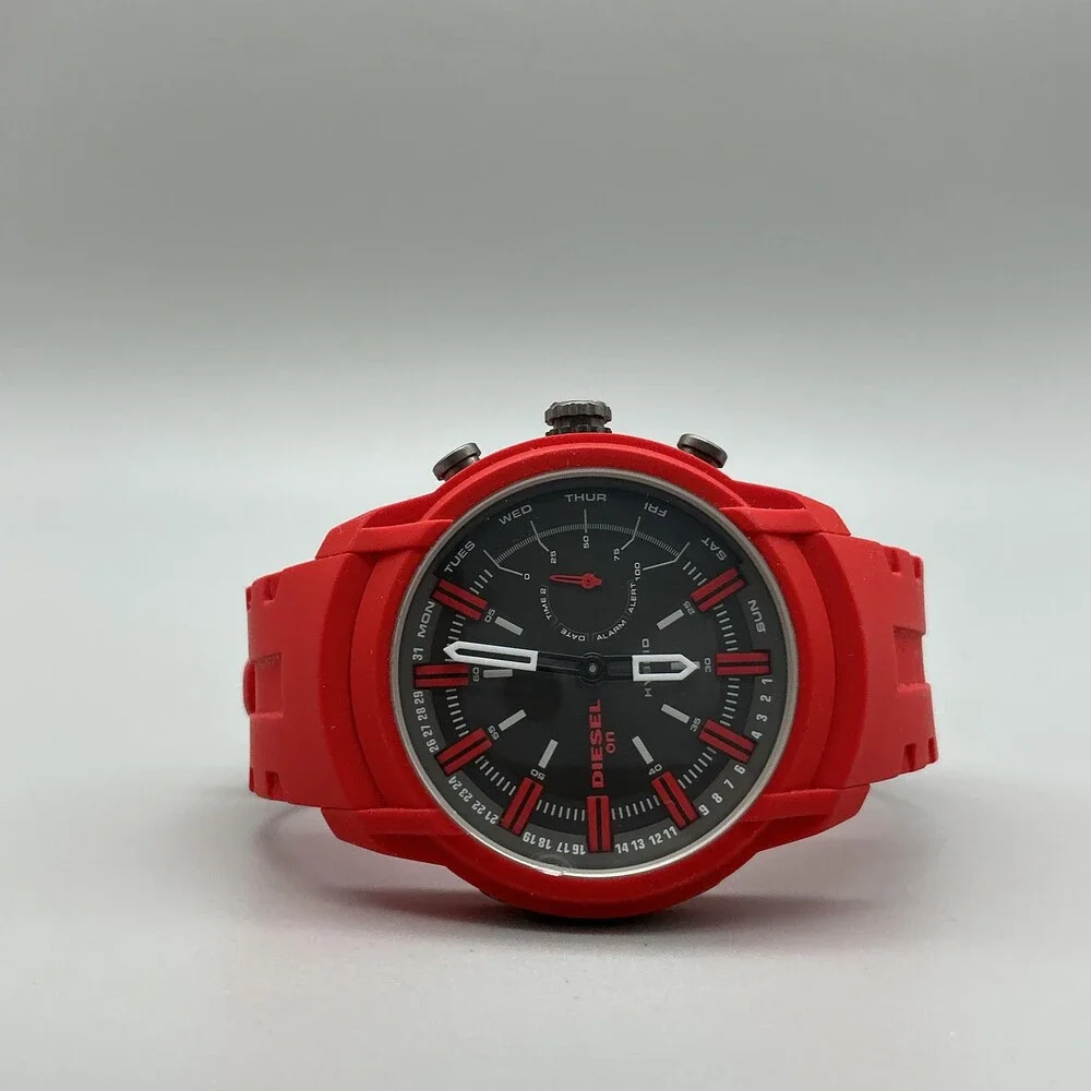 Diesel On Armbar Hybrid Smartwatch Mens Watch 44mm Red Silicone New Battery